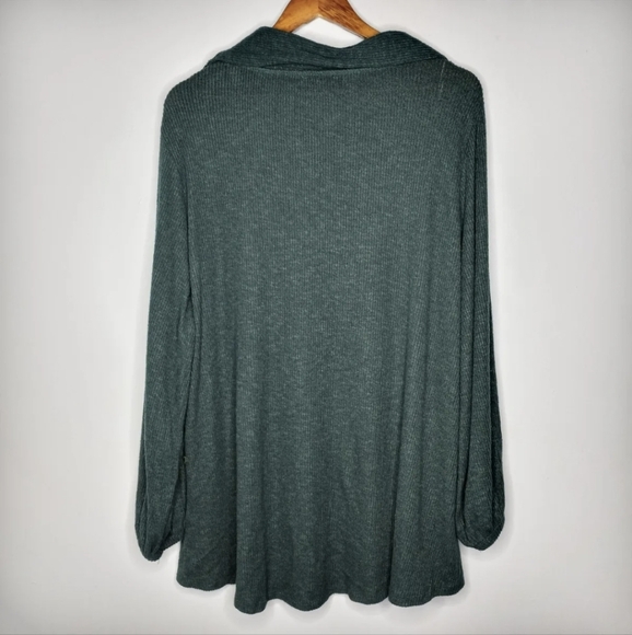 Democracy Sweater Plus Green Asymmetrical Cowl Neck Lace-Up Pullover - Picture 4 of 11